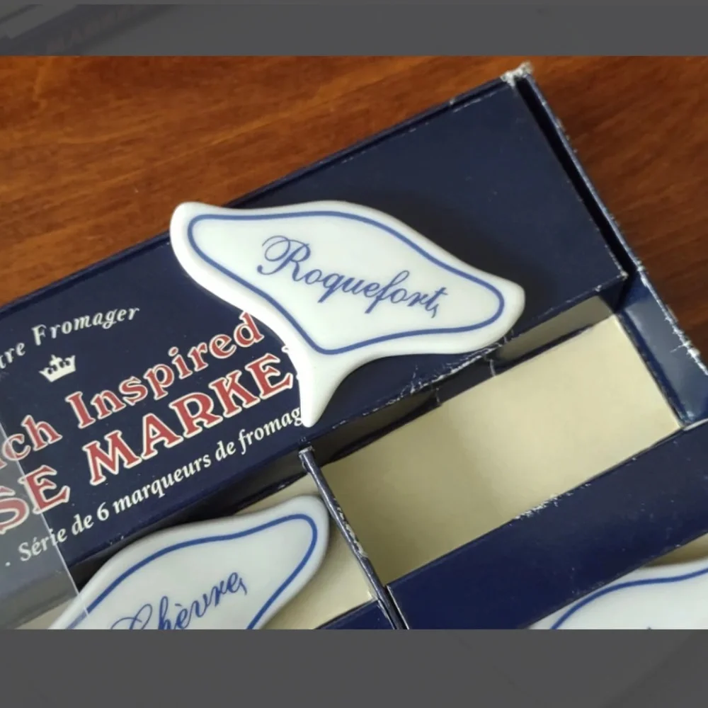 Set of 6 Restoration Hardware French Ceramic Cheese Markers Maitre Fromager New!